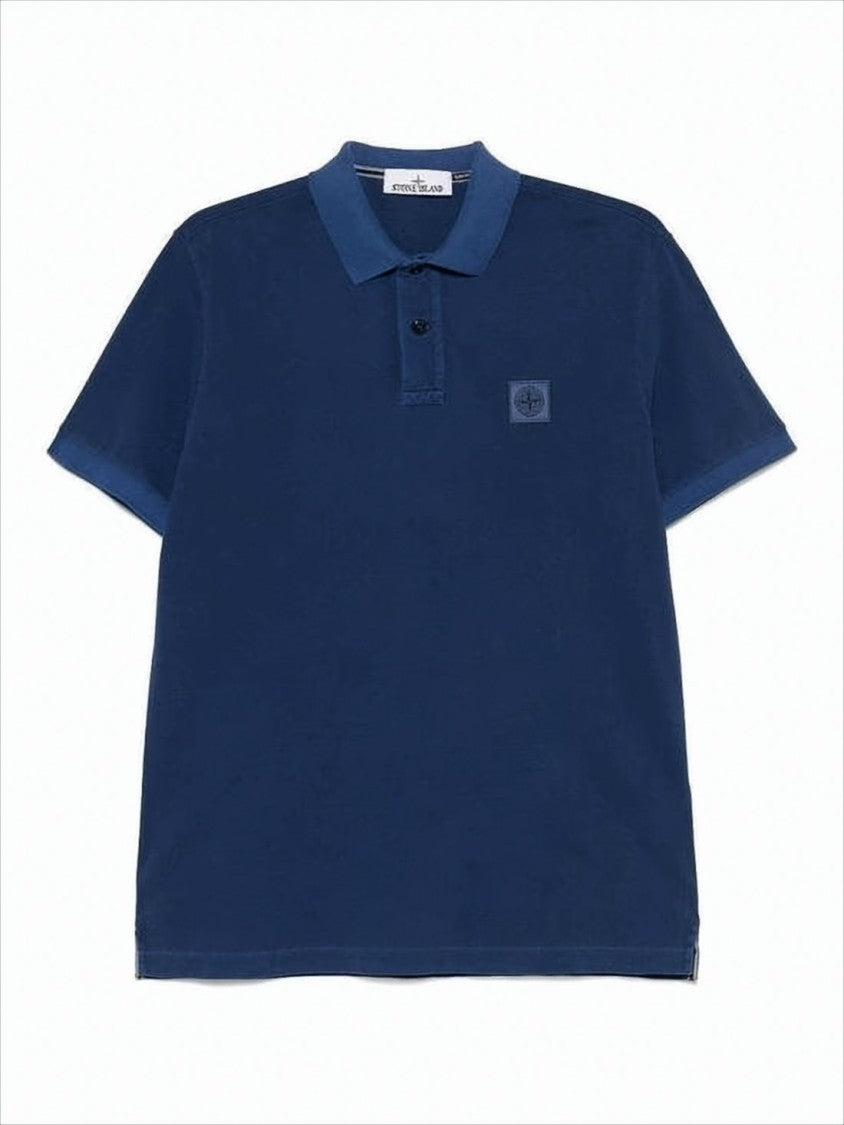 Stone Island Short-Sleeve Polo Shirt With Matching Collar And Embroidered Logo
