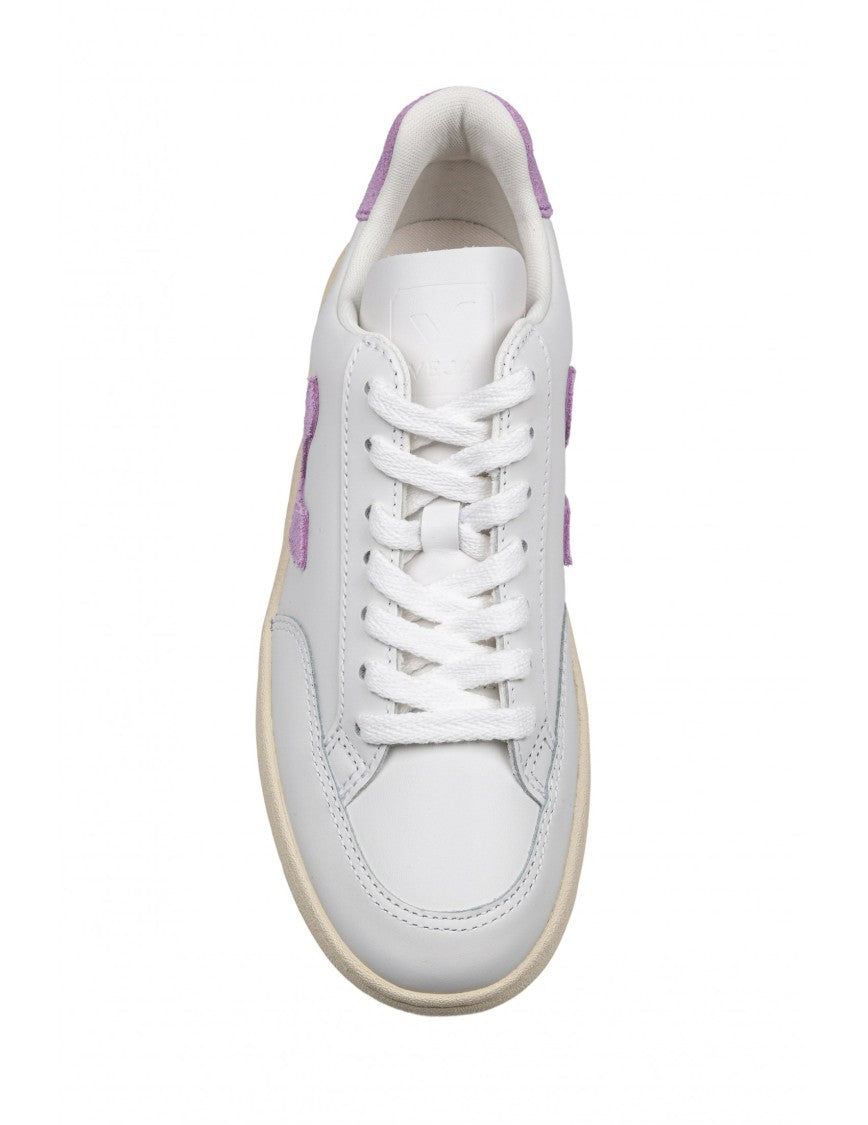 Veja V-12 Leather Sneakers White And Orchid Color