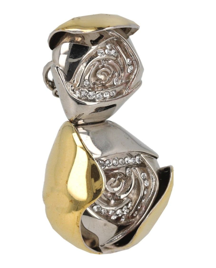 Givenchy Double Flower Clip Earring In Metal With Crystals