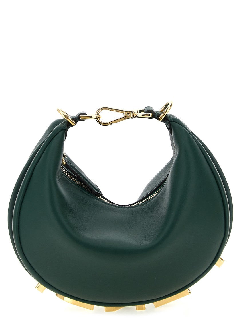 Fendi Crescent-Shaped Mini Handbag With Antiqued Logo Accent