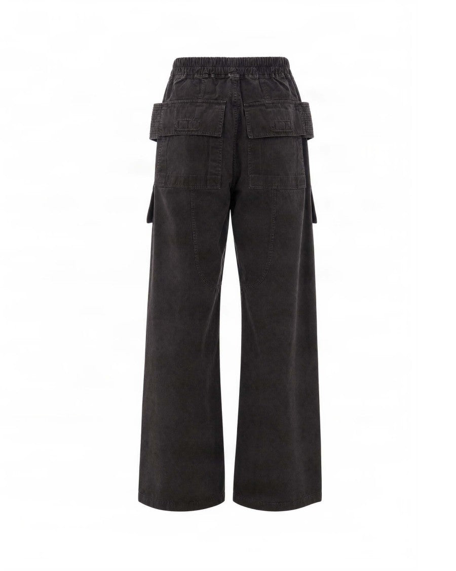 Drkshdw By Rick Owens Creatch Black Cotton Cargo Wide-Leg Pants