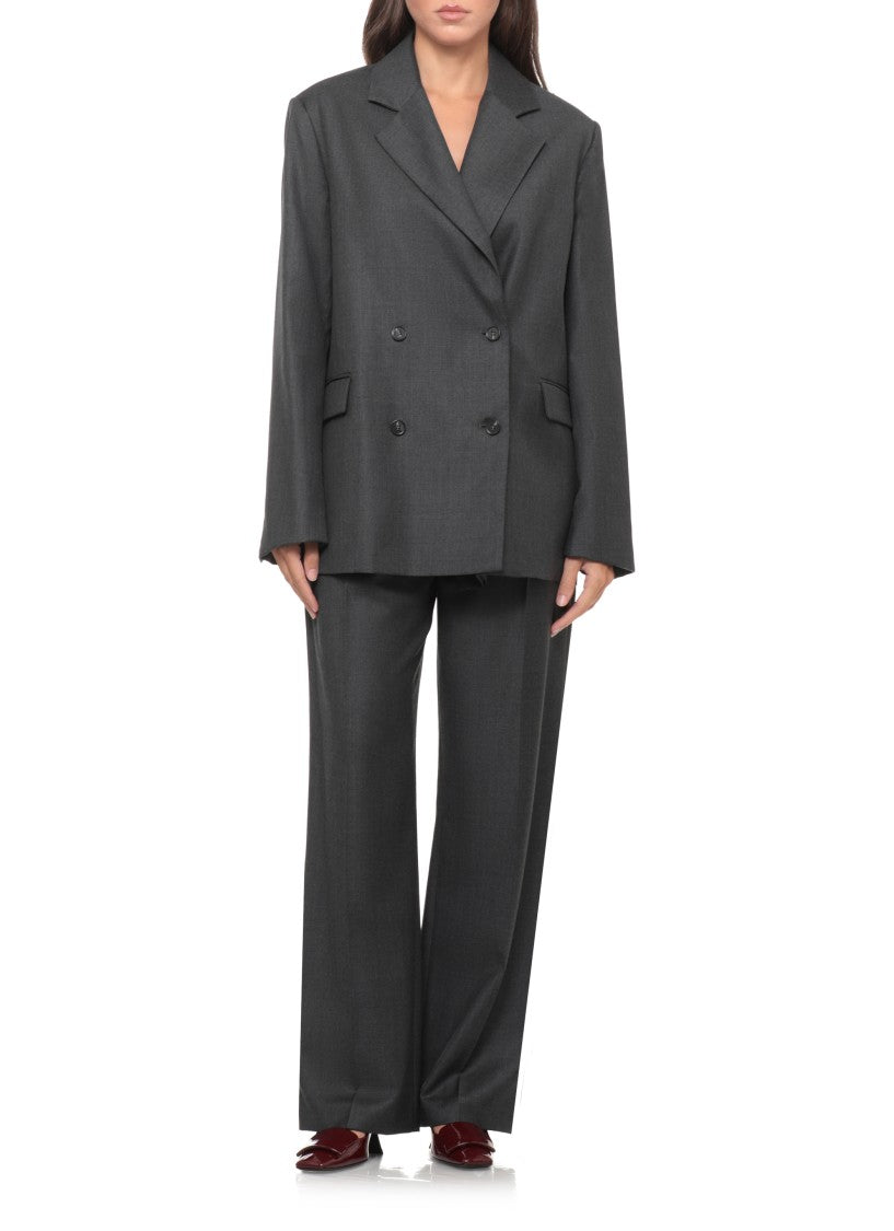 Loulou De Saison Wool Double-Breasted Grey Loulou De Saison Blazer