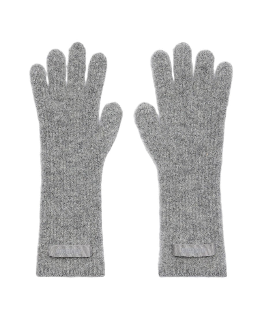 Jacquemus Textured Knit Wool Gloves With Grosgrain Logo Detail