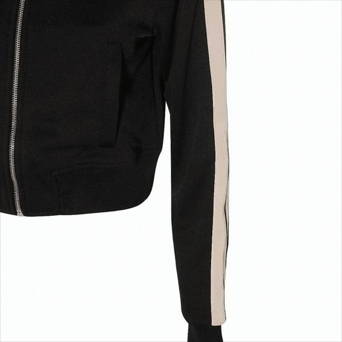 Palm Angels Cropped Black Jacket With High Stand Collar