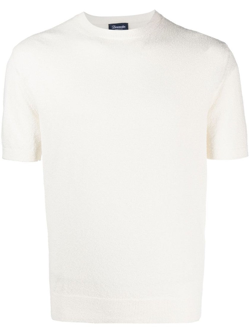 Drumohr Textured Short-Sleeve Top With Classic Crew Neckline