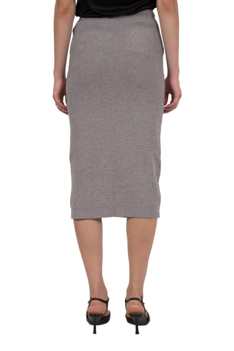 Peserico Grey Crepe Midi Skirt
