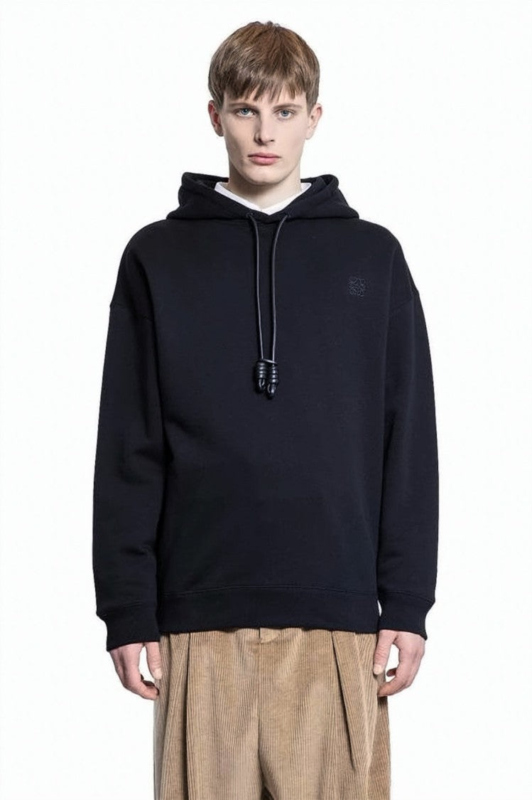 Loewe Minimalist Hoodie With Drawstring And Unique Cord Ends