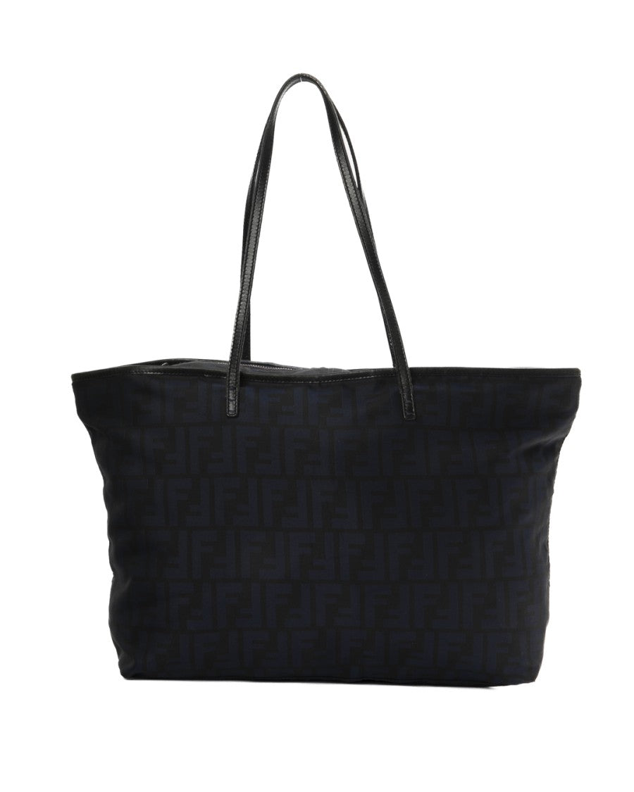 Fendi Blue Bicolor Ff Logomania Medium Nylon Tote Bag