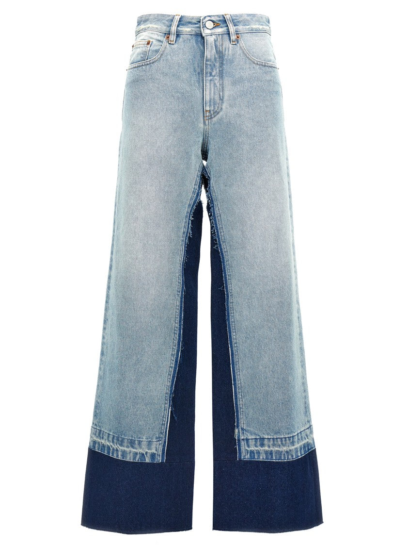 Mm6 By Maison Margiela Wide-Leg Jeans With Contrasting Inserts