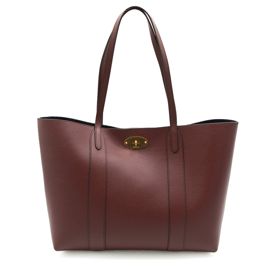 Mulberry Textured Burgundy Leather Tote With Gold-Tone Hardware