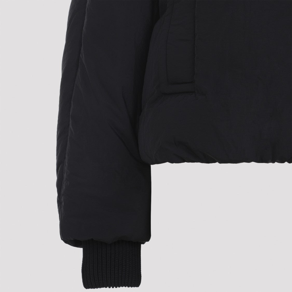Sportmax Padded Black Jacket With High Collar And Hooded Design