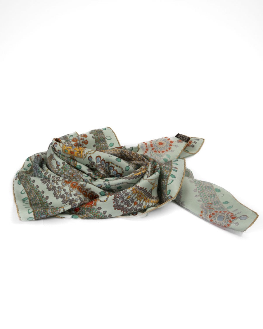Hermès Foulard "Parures Des Maharajas" In Mint Silk