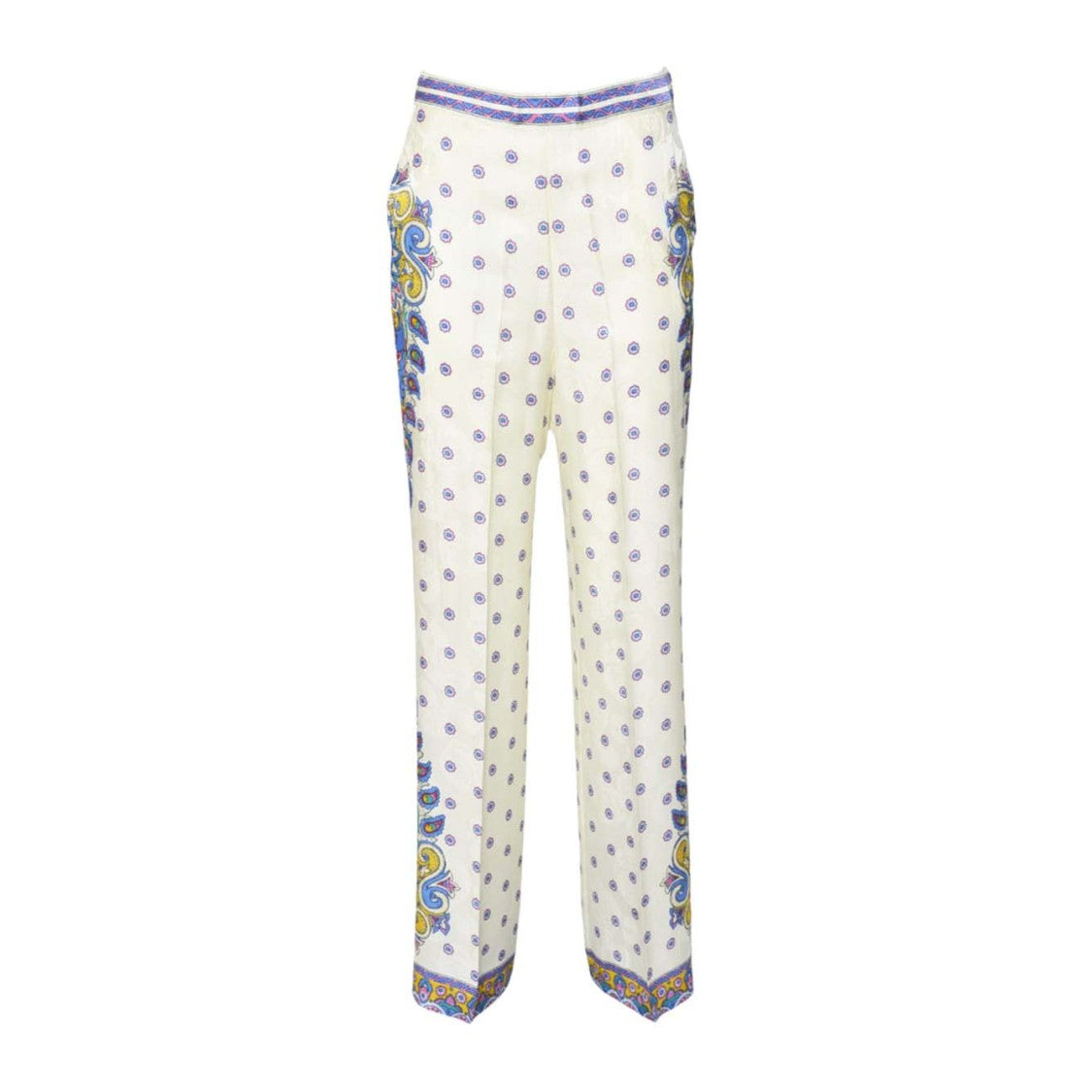 Etro Cream Silk Twill Palazzo Pants