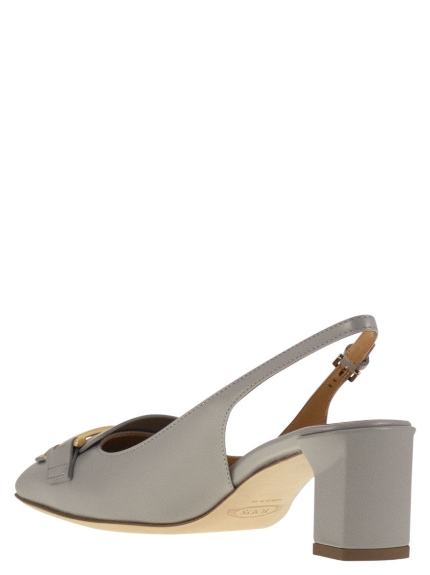 Tod's Calfskin Leather Slingback Pump With Geometric Heel