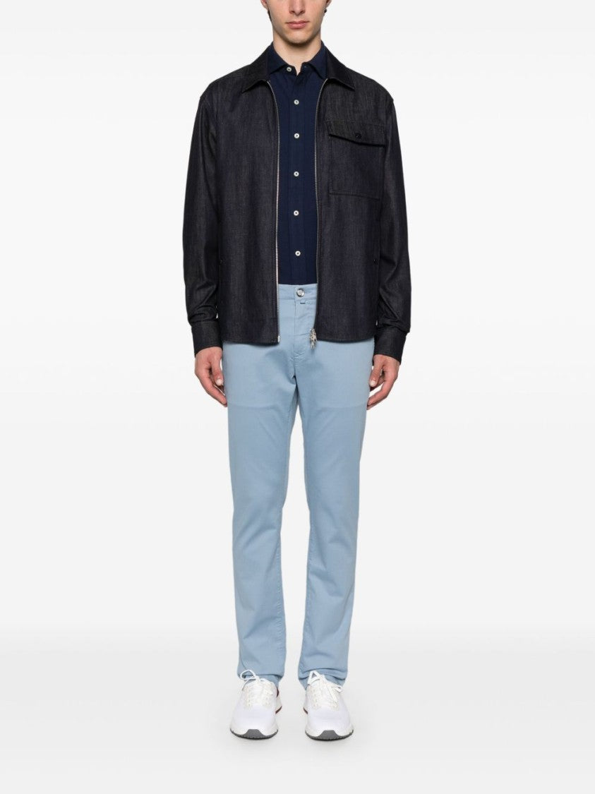 Jacob Cohen Light Blue Denim Trousers With Functional Pockets And Tailored Fit
