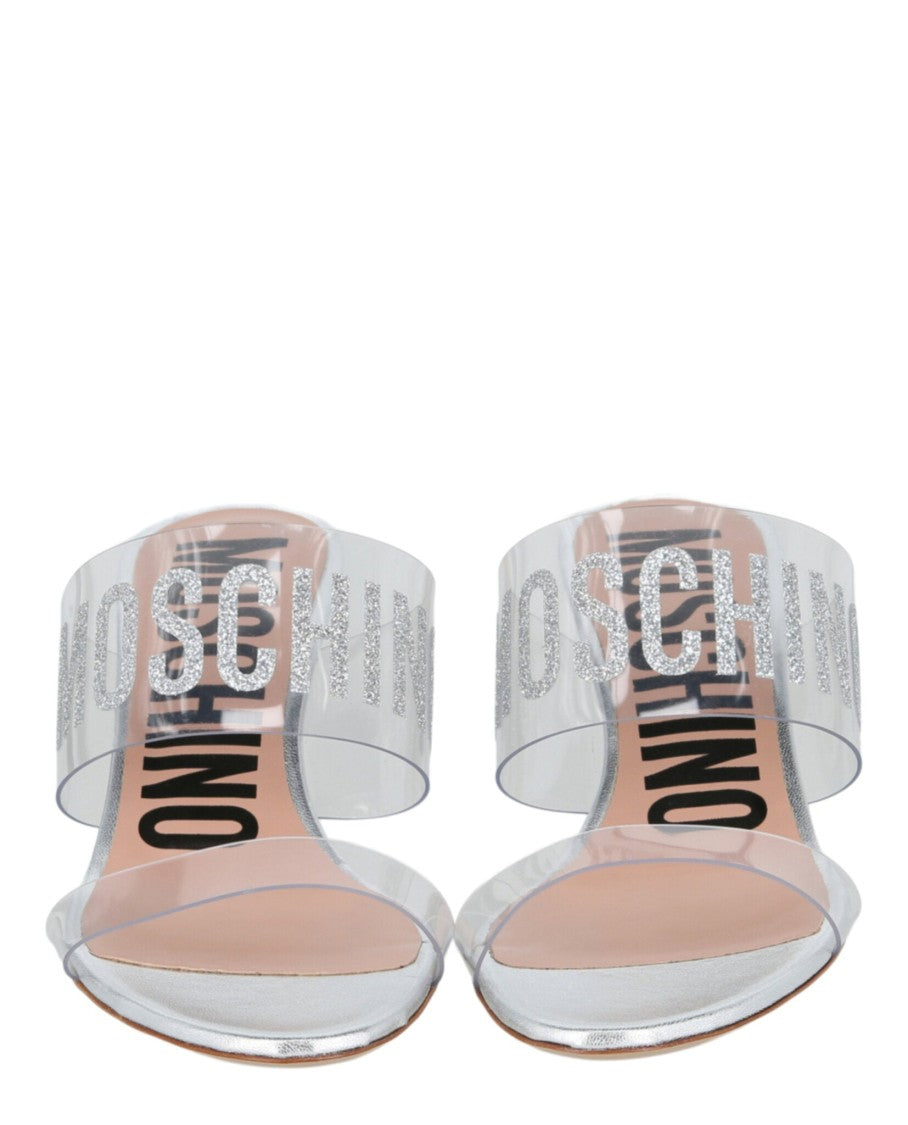 Moschino Glitter Logo Heel Sandals