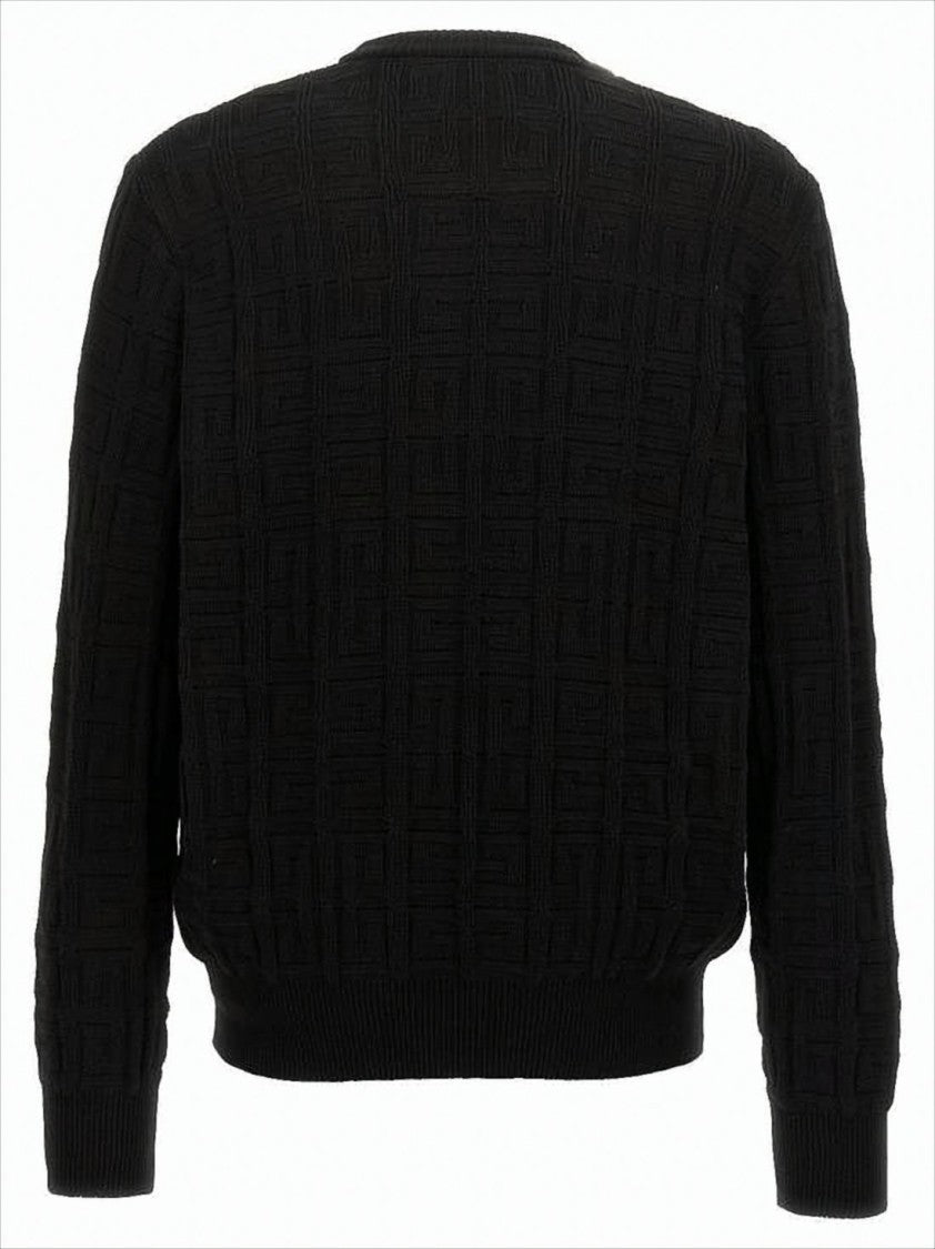 Givenchy Textured Black Knit Sweater With Classic Crew Neckline