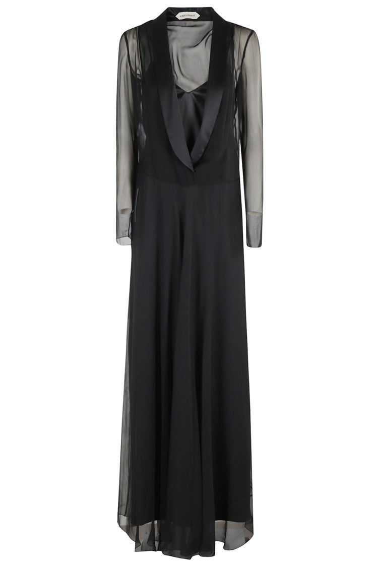Alberta Ferretti Flowing Black Silk Maxi Dress