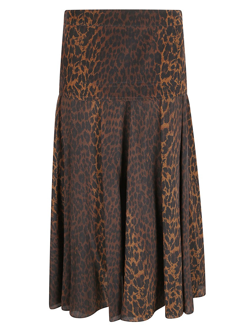 Balenciaga Leopard Print Silk Crepe De Chine Midi Skirt