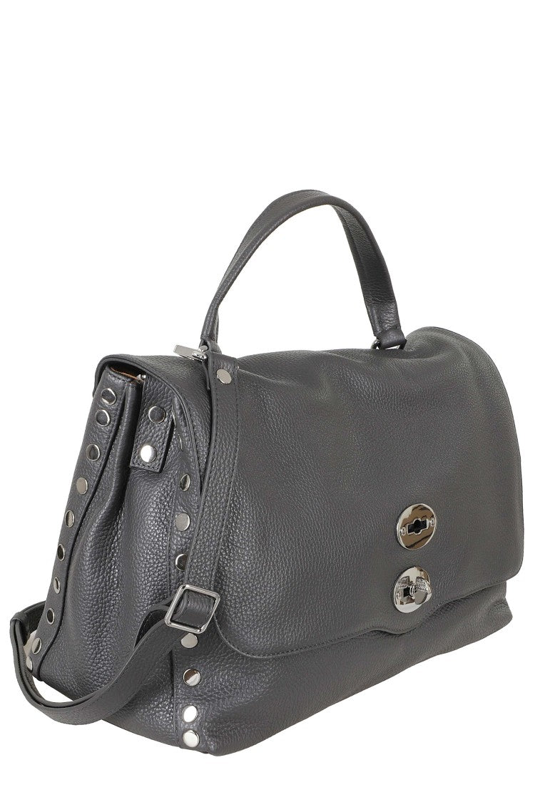 Zanellato Volcano Gray Postina Daily Swivel Clasp Leather Handbag