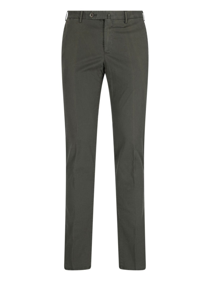 Pt Torino Superslim Green Chinos With Tailored Straight Legs