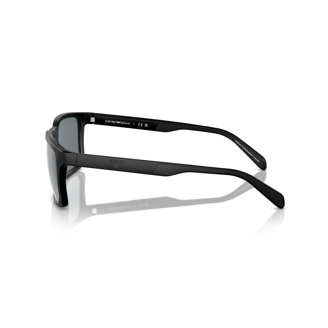 Emporio Armani 0Ea4219 Rectangular Matte Black Sunglasses With Durable Arms