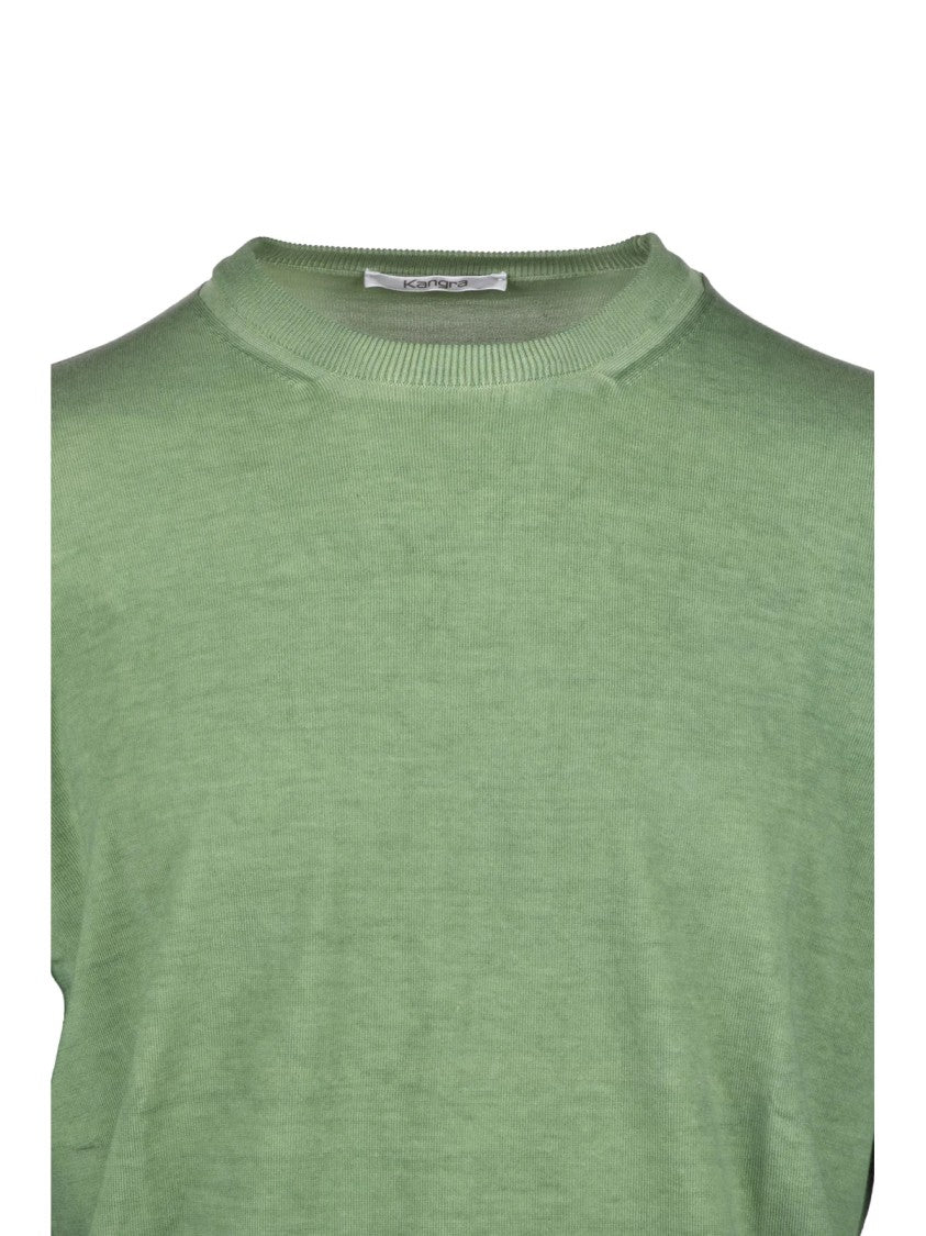 Kangra Green Crewneck Cotton Sweater