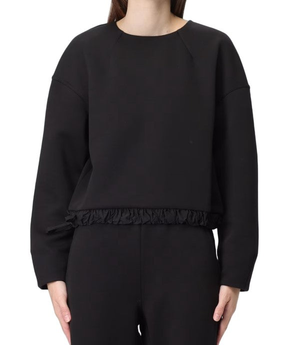 Max Mara Crewneck Knit Sweater With Ruffled Trim