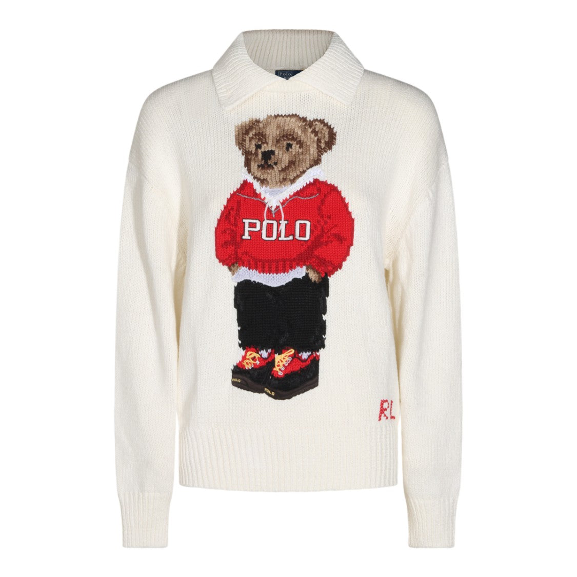 Polo Ralph Lauren Cream White Embroidered Knit Sweater