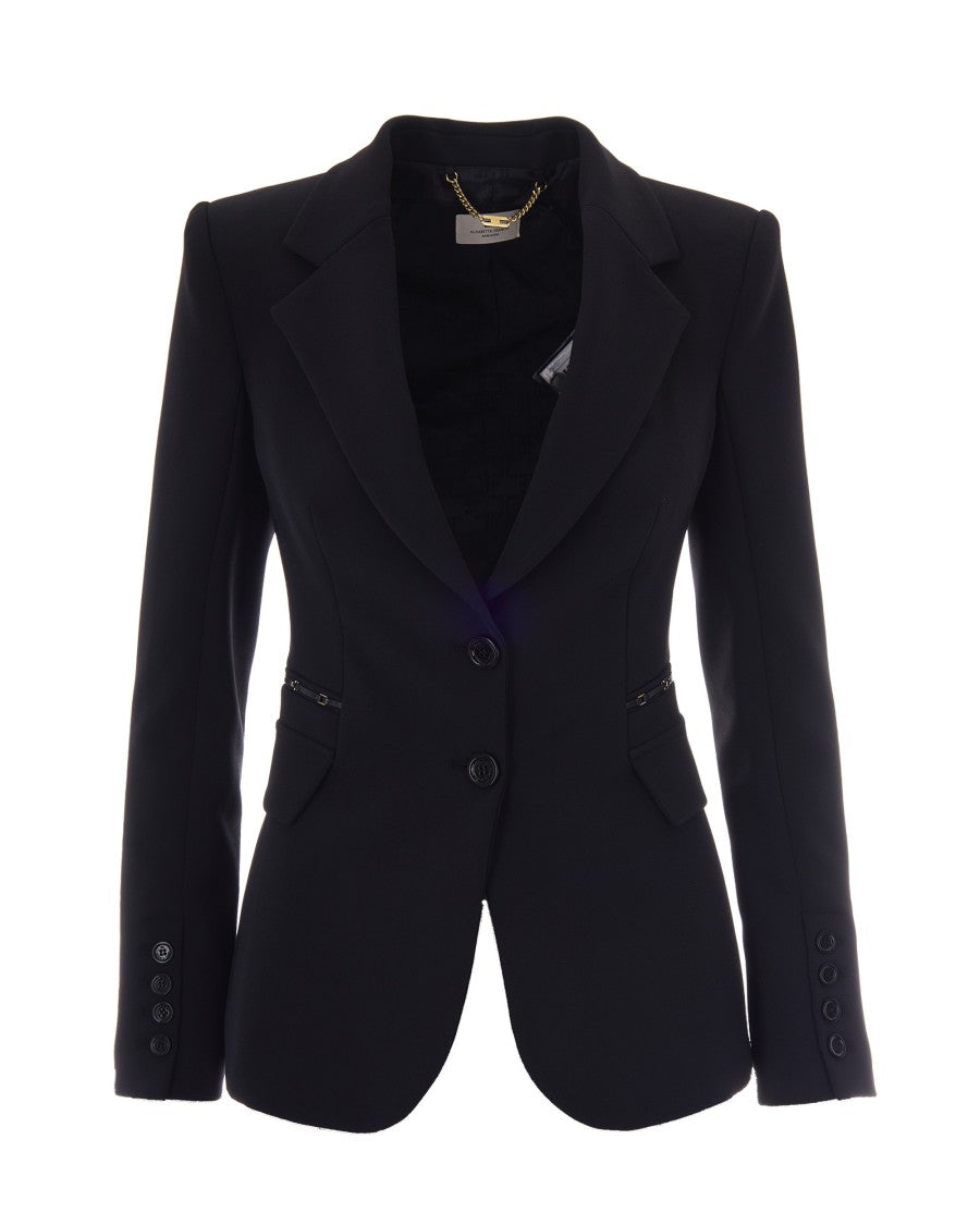 Elisabetta Franchi Black Monocromatico Polyester Blazer