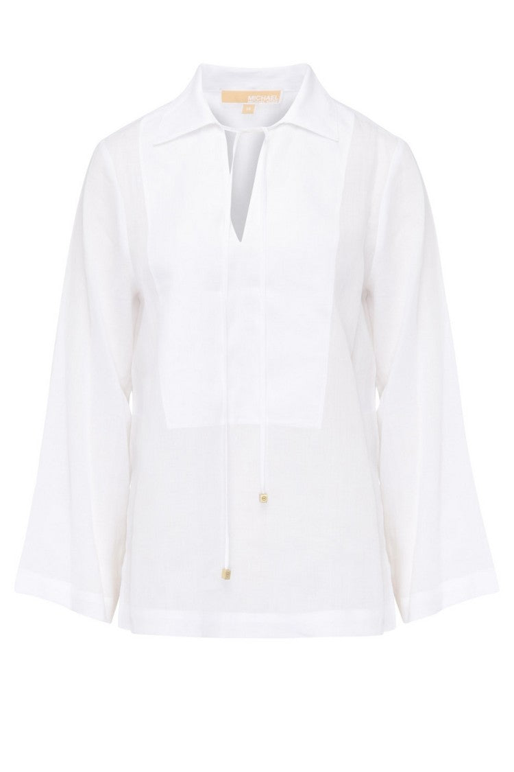 Michael Kors Relaxed Fit V-Neck Shirt With Drawstring Detail
