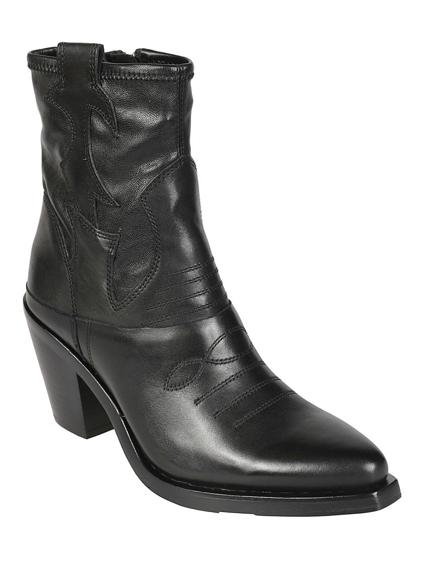Ash Jagger Pointed Toe Stitch Detail Ankle Boots