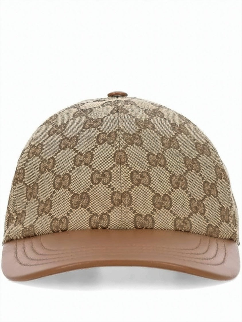 Gucci Monogram Canvas Baseball Cap With Leather Brim