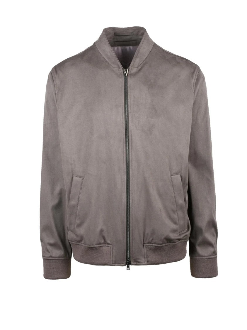 Herno Resort Eco-Friendly Grey Zip Jacket With Ribbed Details