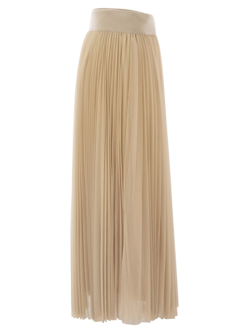 Fabiana Filippi Pleated Tulle Skirt With Knitted Waistband