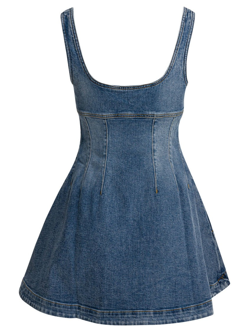 Self-Portrait Denim Flared Dress
