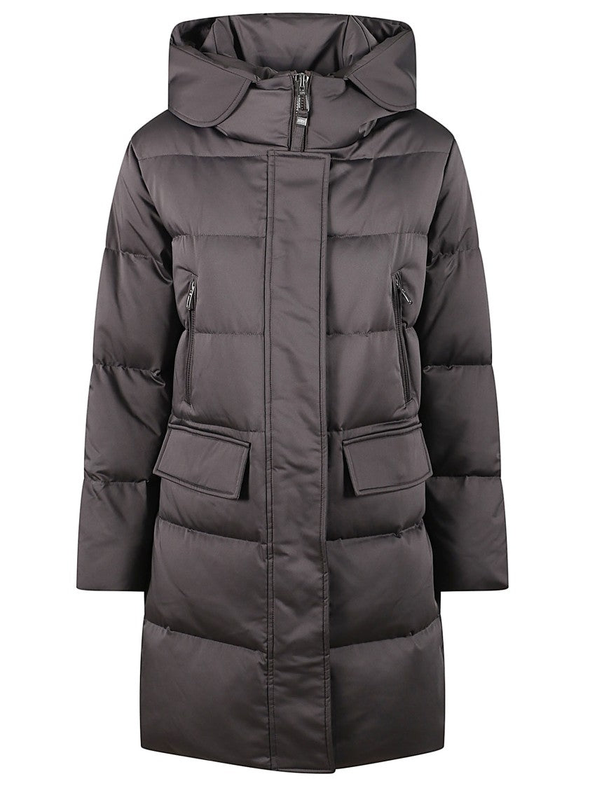 Duno Technical Satin Down Jacket With Adjustable Hood And Ribbed Cuffs