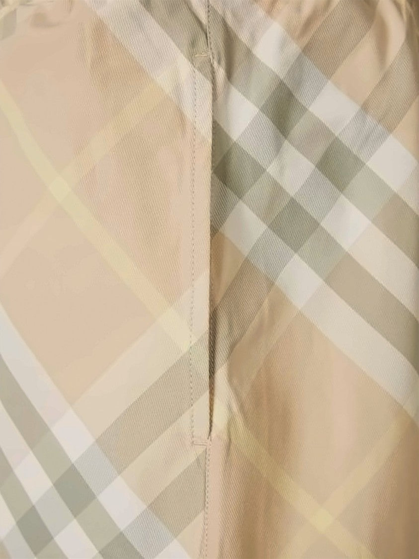 Burberry Classic Check Pattern Swim Shorts With Elastic Waistband