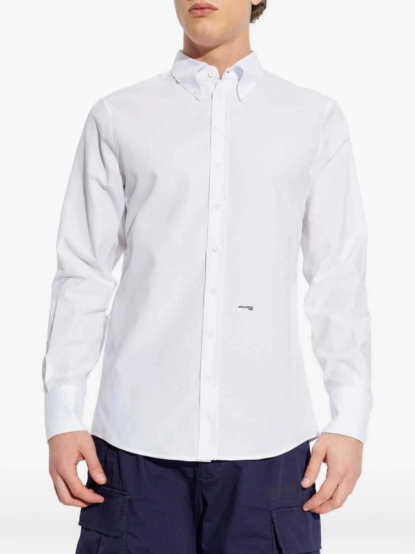 Dsquared2 White Pointed Collar Tailored Cotton Shirt
