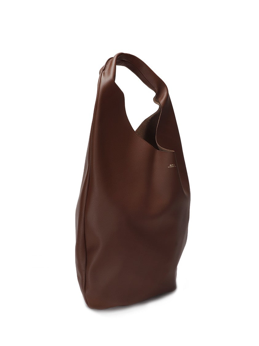 A.P.C. Textured Brown Leather Shoulder Bag