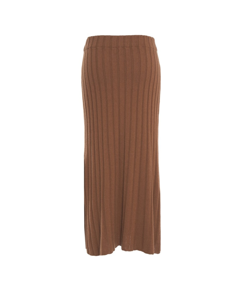 Peuterey Ribbed Knit Midi Skirt With Flared Hem
