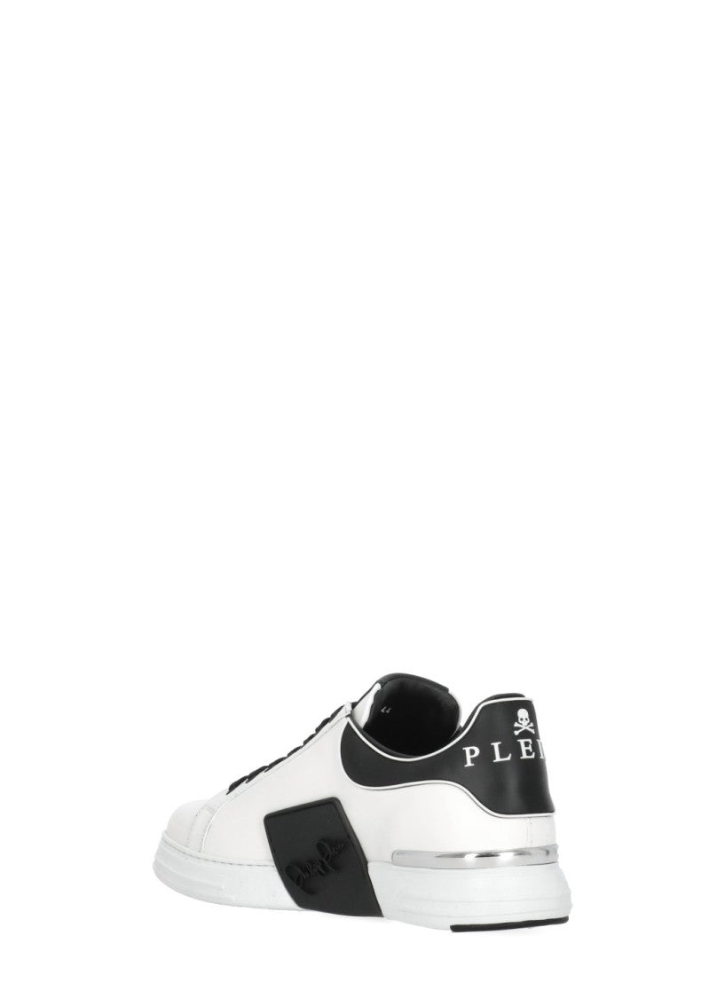 Philipp Plein White Phantom Metal Accent Sneakers