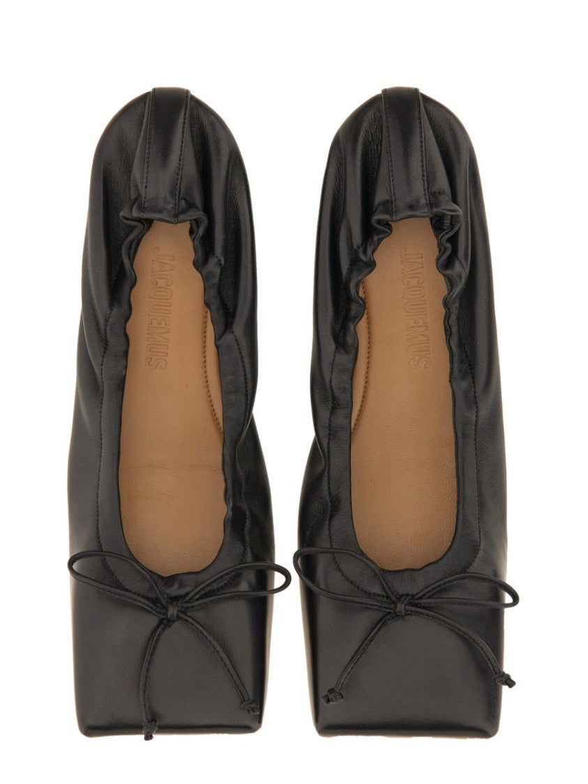 Jacquemus Black Square-Toe Shoes With Gathered Upper
