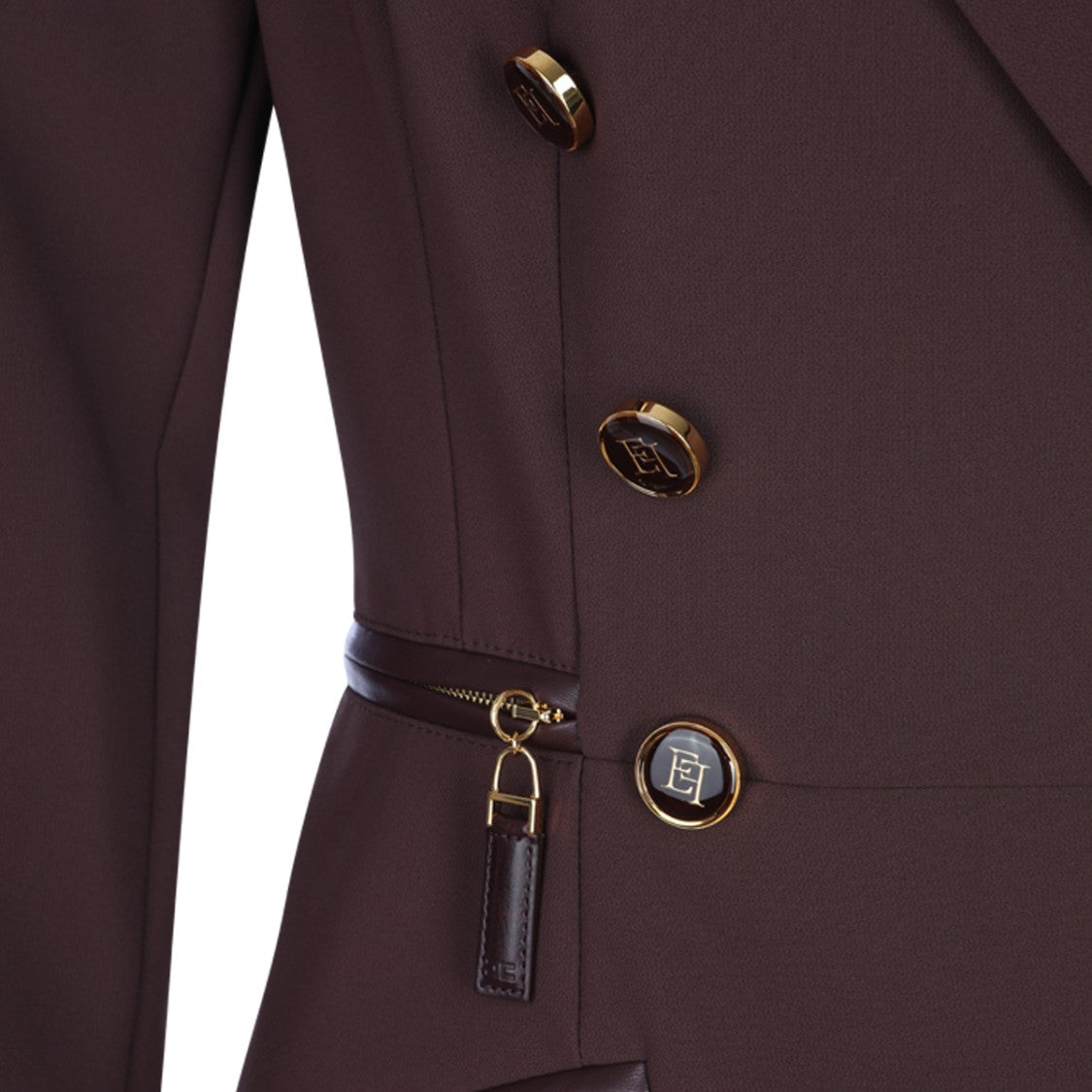 Elisabetta Franchi Deep Purple Tailored Blazer With Gold Detailing