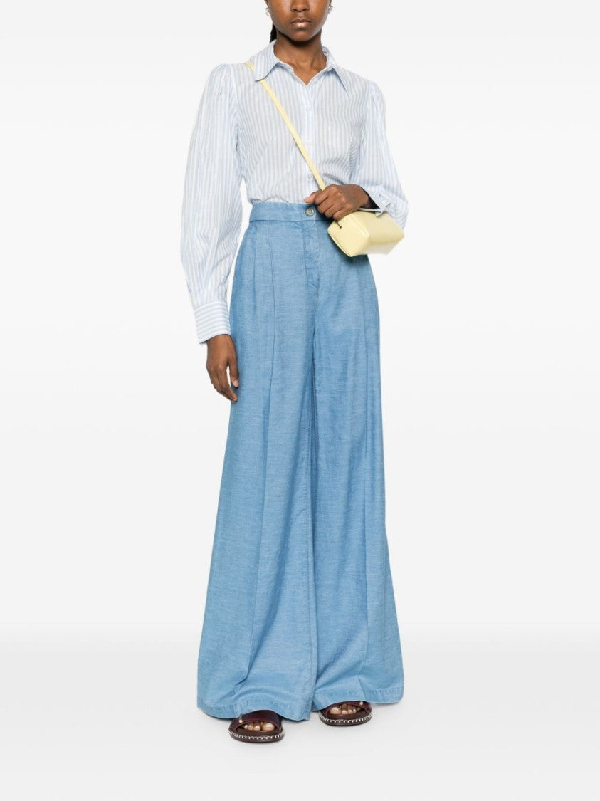Twin-Set Blue White Striped Pointed Shirt