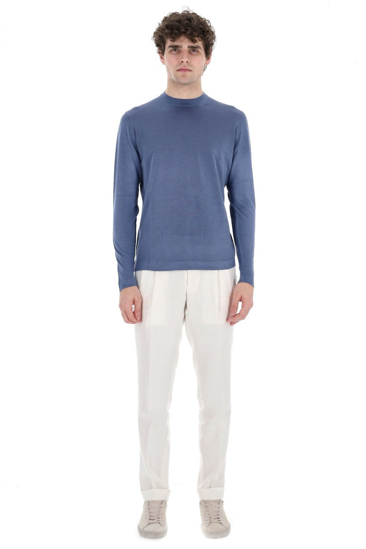 Drumohr Long Sleeve Silk Crewneck Sweater