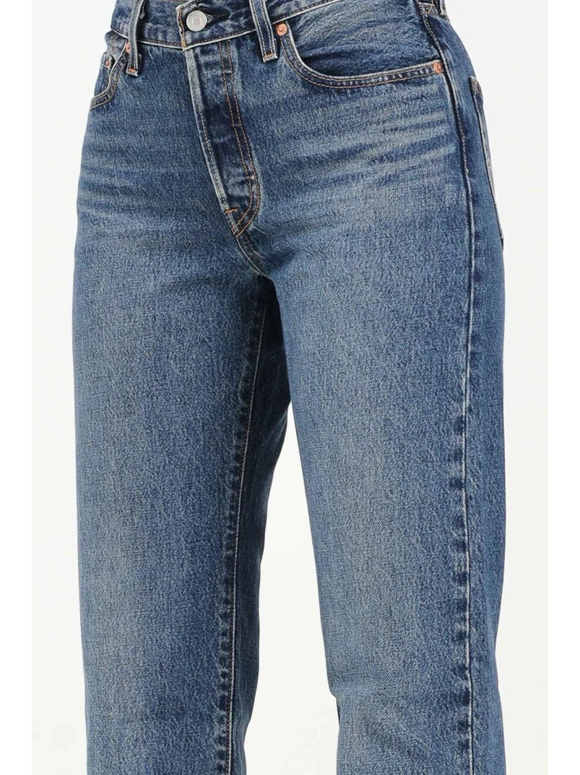 Levi's White Cotton Straight Jeans