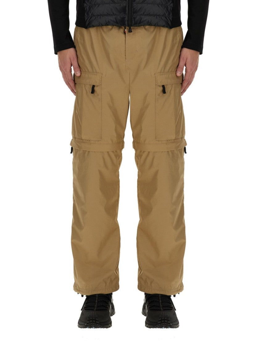 Moncler Grenoble Convertible Brown Cargo Pants With Versatile Pocket Design