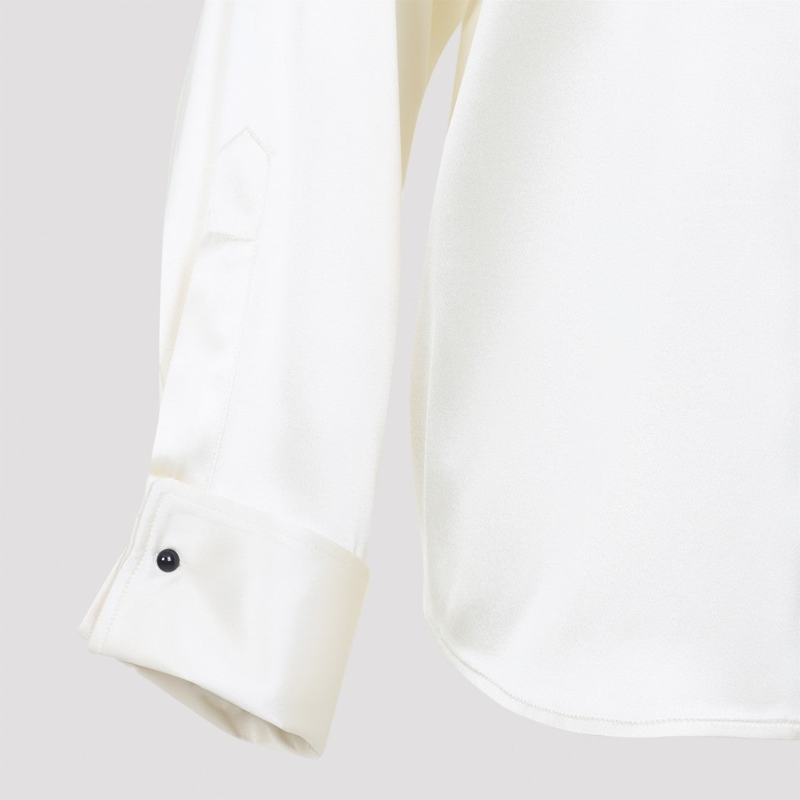 Phoebe Philo Liquid Utility White Silk Shirt With Pointed Collar And Button Tabs