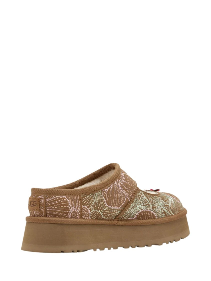 Ugg Brown 3D Floral Embroidery Suede Flats